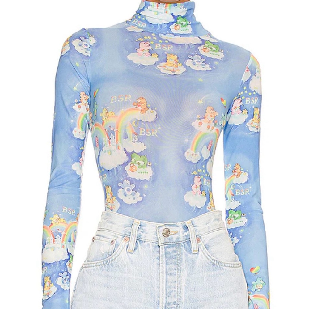 By Samii Ryan Care Bear Baby Blue Mesh Long Sleeve Body Suit